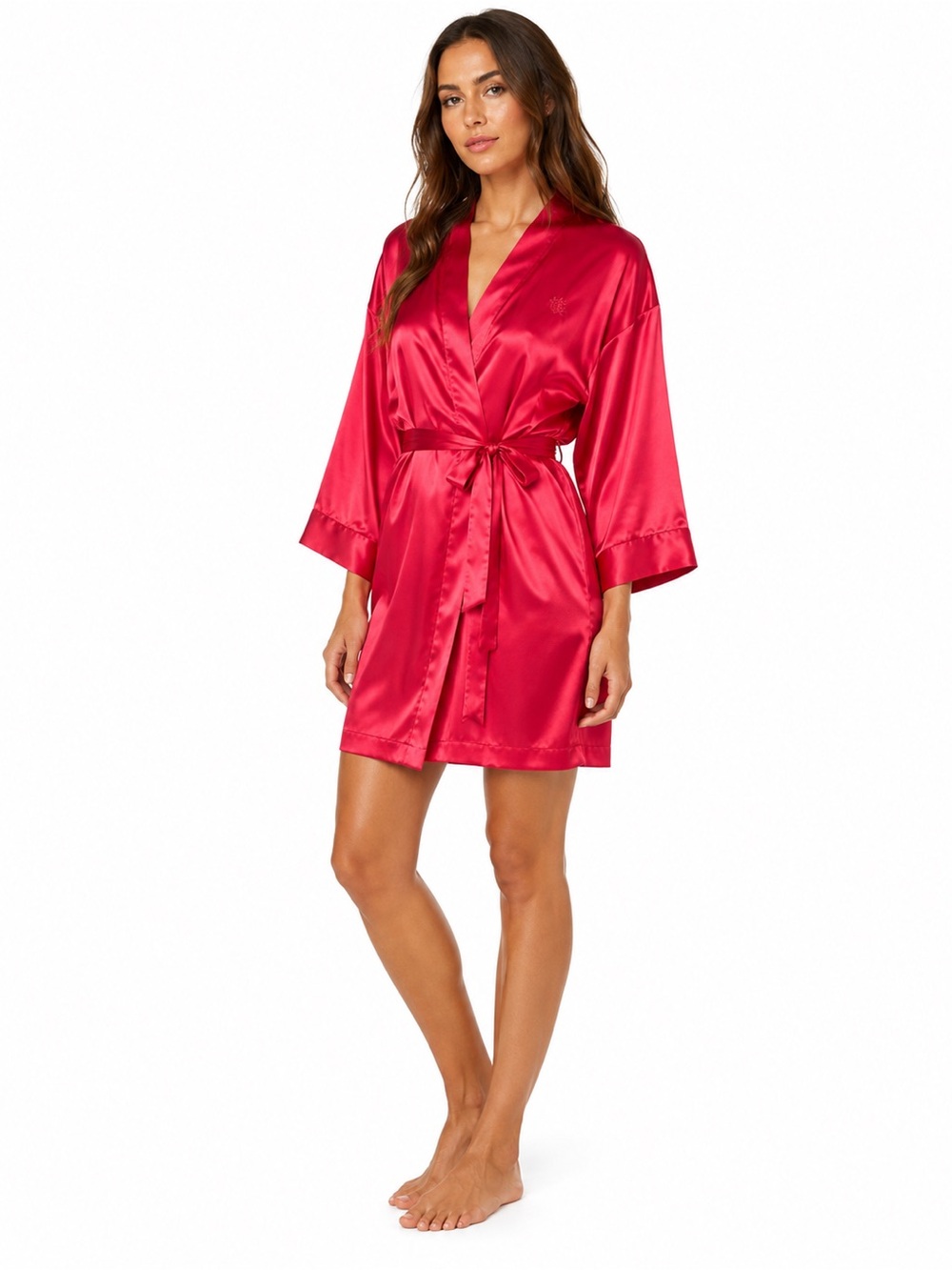 Dior vintage Hot Pink Satin Short Robe with Self Tie